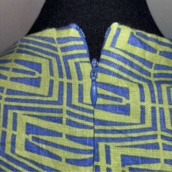 Metro Style Women’s 12 Knee Length Dress Abstract Sleeveless Blue Green - Picture 10 of 11